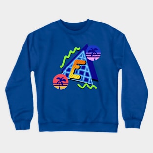 Initial Letter E - 80s Synth Crewneck Sweatshirt